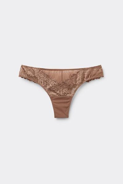 Beige Pretty Flowers Brazilian Briefs, , large image number 2