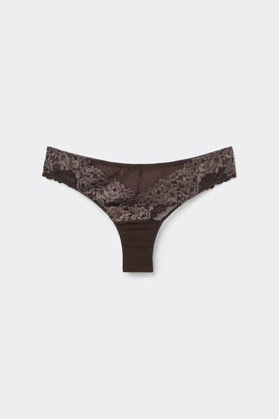 Brown Pretty Flowers Brazilian Briefs, 5601_705J, large image number 3
