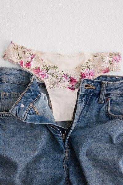 Pink Pretty Flowers Print Brazilian Briefs, 5601_057K, large image number 0