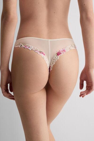 Pink Pretty Flowers Print Brazilian Briefs, 5601_057K, large image number 2