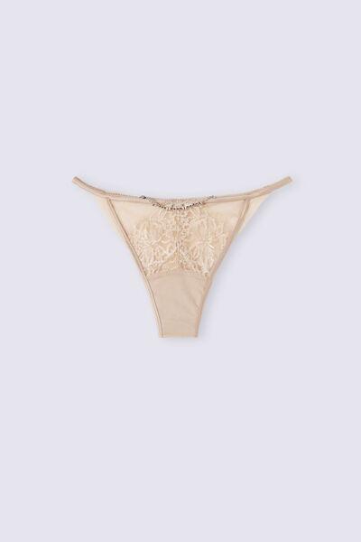 Beige Living In Luxe Brazilian Briefs With Side Straps, , large image number 2