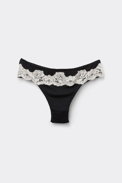 Black Effortless Beauty Ribbed Modal Brazilian Briefs, 5601_768J, medium