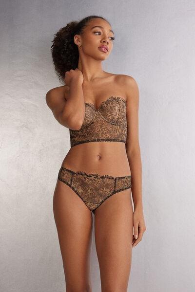 Brown Animal Print Brazilian Briefs, , large image number 1