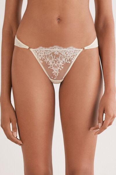 Beige Luxury Dreams Embroidered Brazilian Briefs, , large image number 0