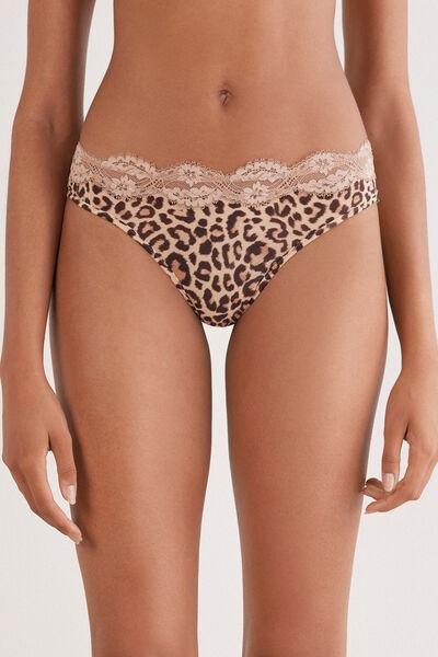 Beige Animal Print Pretty Savage Brazilian Briefs, , large image number 0