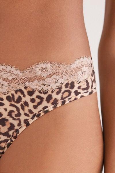 Beige Animal Print Pretty Savage Brazilian Briefs, 5601_938J, large image number 5