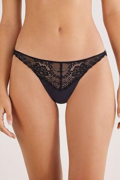 black Sheer Glamour Brazilian Briefs, Black, large image number 1