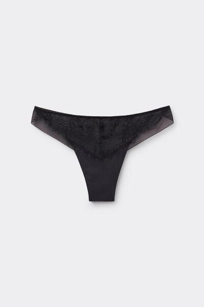 black Sheer Glamour Brazilian Briefs, Black, large image number 3