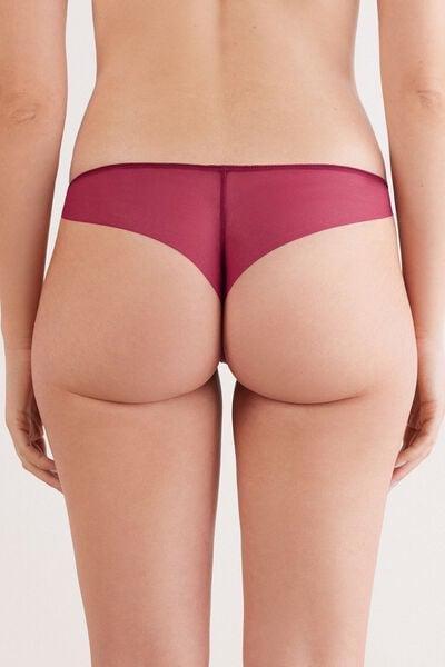 Red Sheer Glamour Floral Eyelash Lace Brazilian Briefs, 5601_940J, large image number 4