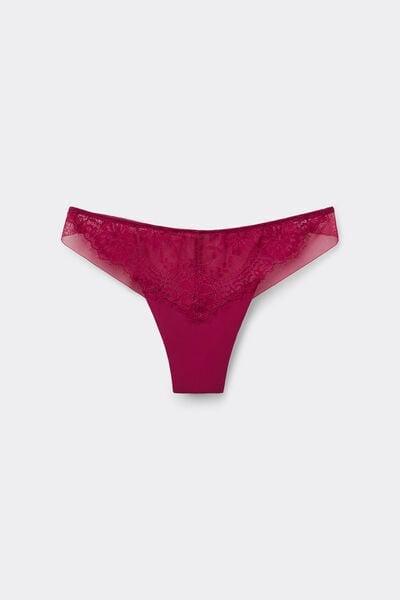 Red Sheer Glamour Floral Eyelash Lace Brazilian Briefs, 5601_940J, large image number 7