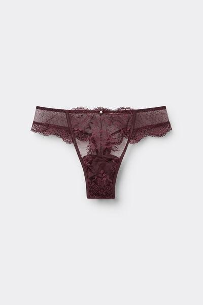 Burgundy La Vie En Rose Openwork Brazilian Briefs, 5601_028K, large image number 2