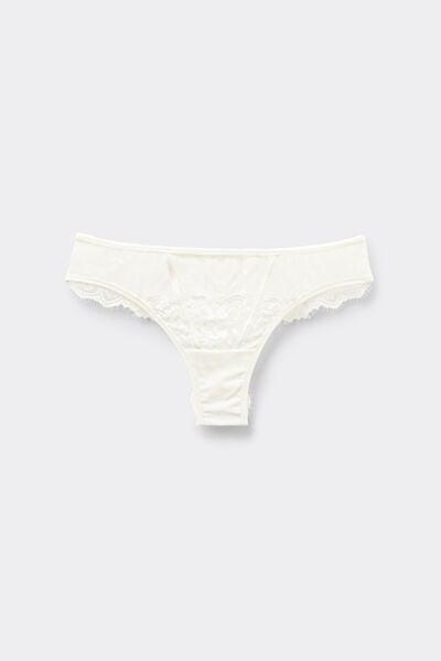 Ivory Ethereal Embrace Brazilian Briefs, Powder White, large image number 3