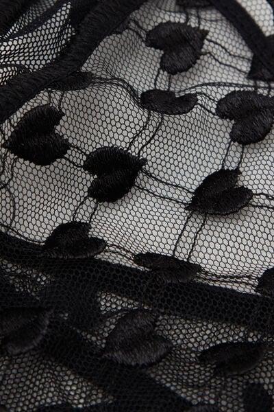 Black The Love Club Heart Embroidery Brazilian Briefs, Black, large image number 4