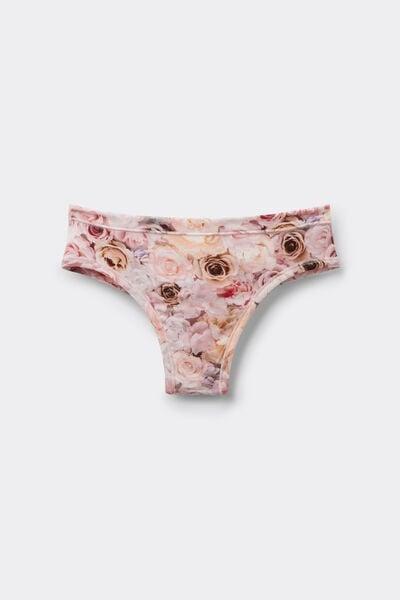 Pink I Bloom For You Printed Brazilian Tulle Briefs, 5601_062K, large image number 3