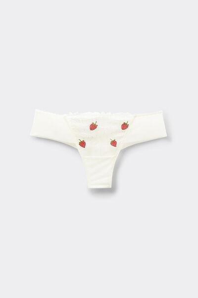 White Sweet As A Berry Brazilian Briefs, Powder White, large image number 5