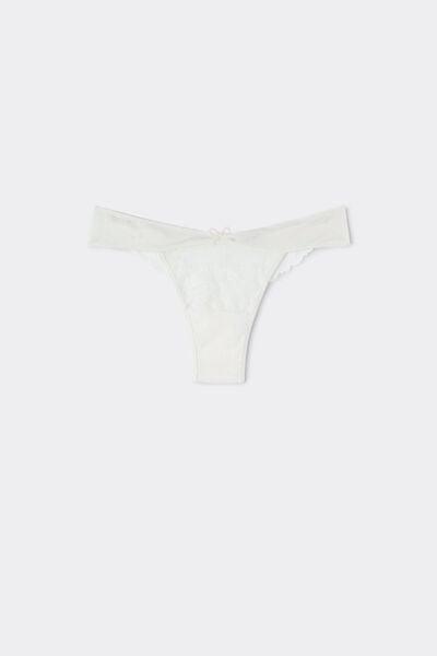 White From The Boudoir Floral Embroidery Brazilian Lace Briefs, Powder White, large image number 3