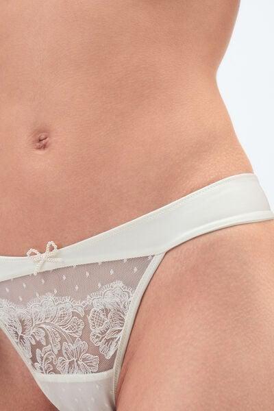White From The Boudoir Floral Embroidery Brazilian Lace Briefs, Powder White, large image number 4
