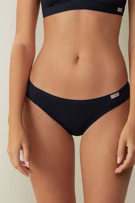Intense Blue Natural Cotton Brazilian Panties, , medium