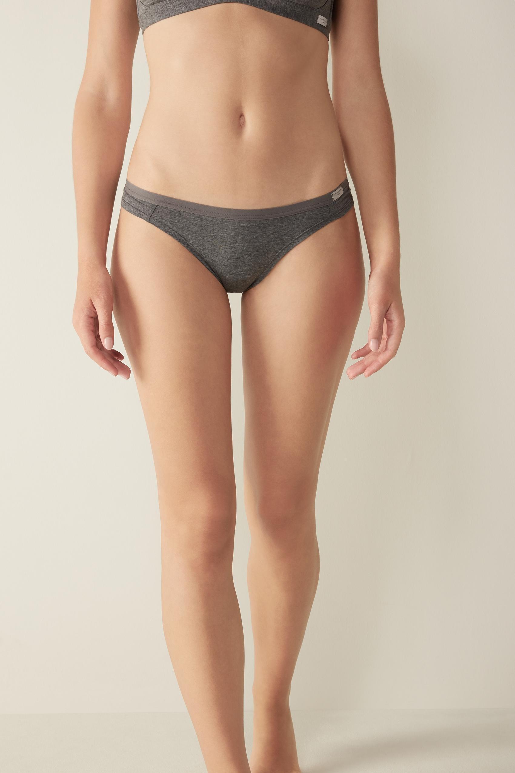 Intimissimi Grey Low Rise Cotton Knickers