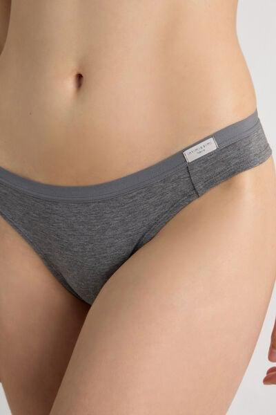 Grey Natural Cotton Brazilian Panties, Cloud Grey Blend, large image number 2