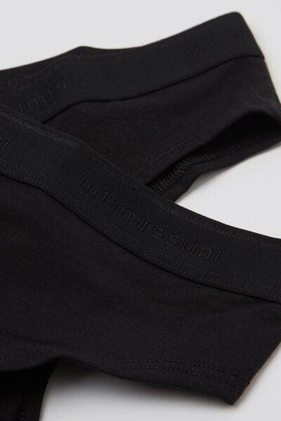 Black High-Waisted Cotton Brazilian Briefs, Black, large image number 4