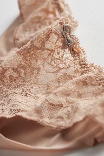 Beige Lace And Microfibre Brazilian Briefs, , large image number 8