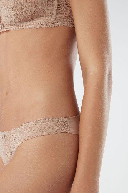 Beige Lace And Microfibre Brazilian Briefs, , large image number 10