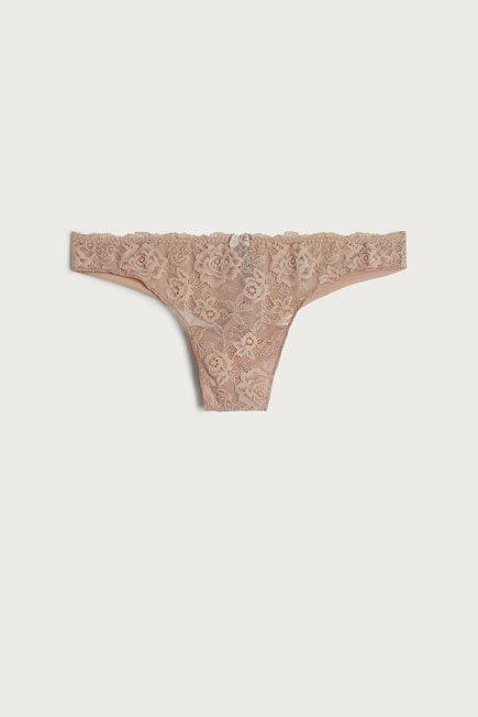 Beige Lace And Microfibre Brazilian Briefs, , large image number 11