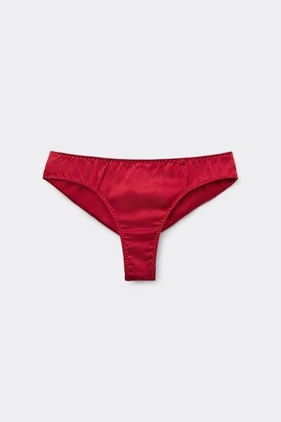 Red Lined Seamless Rear Brazilian Silk Briefs, Red, large image number 2