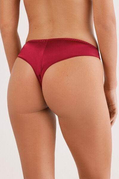 Red Lined Seamless Rear Brazilian Silk Briefs, Red, large image number 3