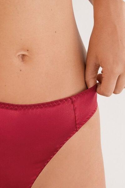 Red Lined Seamless Rear Brazilian Silk Briefs, Red, large image number 5