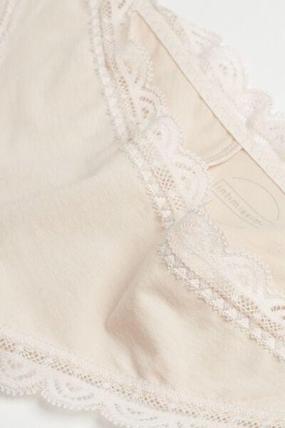 White Silk Cotton And Lace Brazilian Briefs, Silk, large image number 4