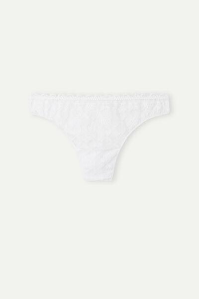 White Lace And Microfibre Brazilian Briefs, , large image number 2