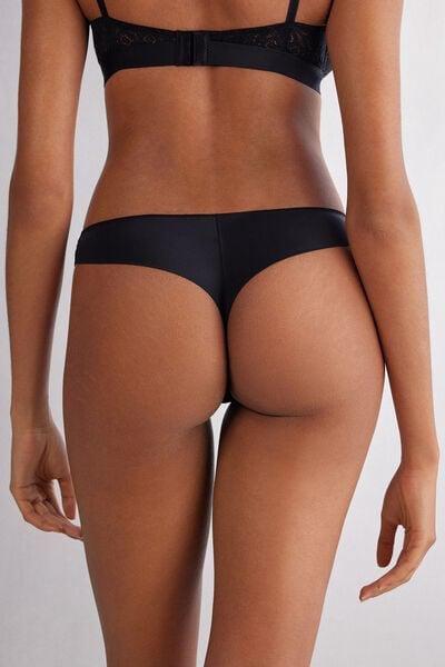 Black Bow-Detail Lace Brazilian Briefs, Black, large image number 2