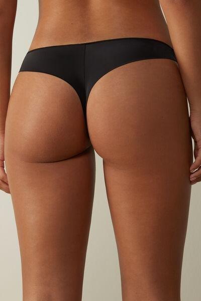 Black Lace And Microfibre Brazilian Briefs, , large image number 3