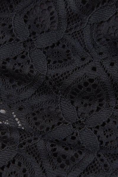 Black Bow-Detail Lace Brazilian Briefs, Black, large image number 5