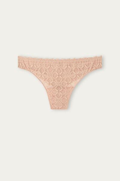 Beige Lace And Microfibre Brazilian Briefs, , large image number 2