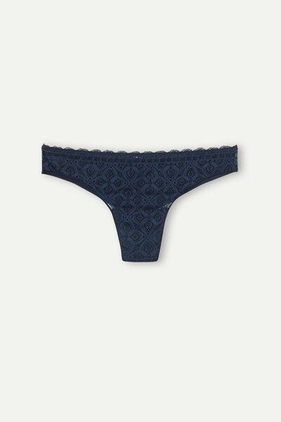 Blue Lace And Microfibre Brazilian Briefs, , large image number 2