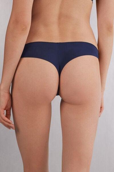 Blue Lace And Microfibre Brazilian Briefs, Intense Blue, large image number 3