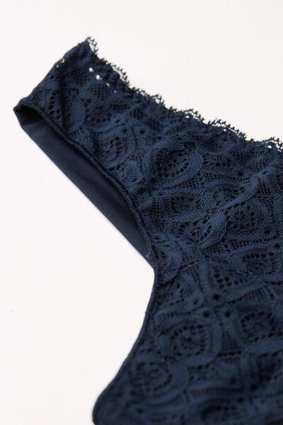 Blue Lace And Microfibre Brazilian Briefs, Intense Blue, large image number 4
