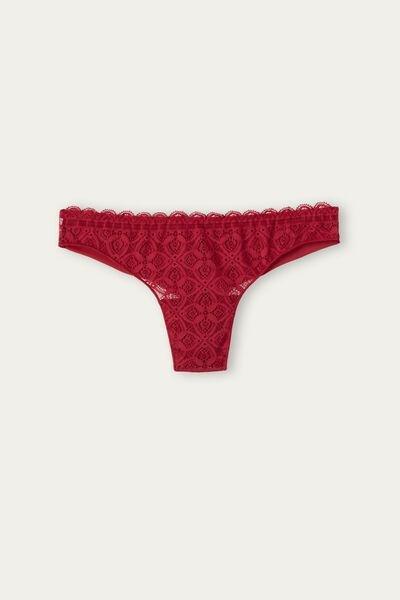 Red Lace And Microfibre Brazilian Briefs, , large image number 2