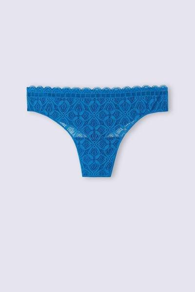 Blue Lace And Microfibre Brazilian Briefs, , large image number 4