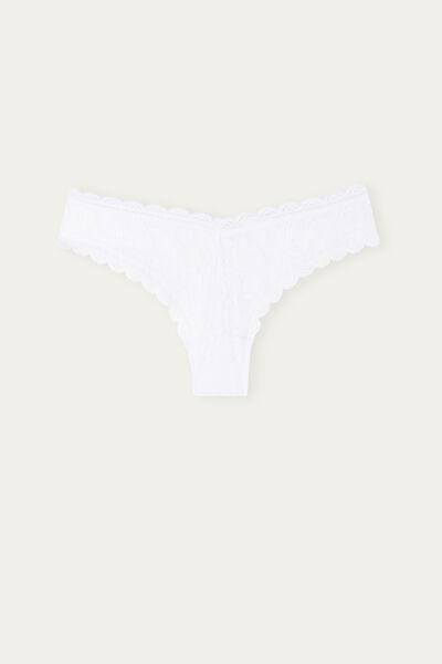 White 80s-Style Lace Brazilian Briefs, , large image number 2