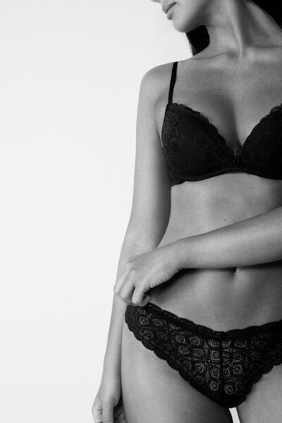 Black 80s-Style Lace Brazilian Briefs, , large image number 1