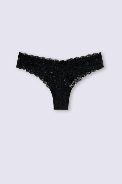 Intimissimi - Black 80s-Style Lace Brazilian Briefs