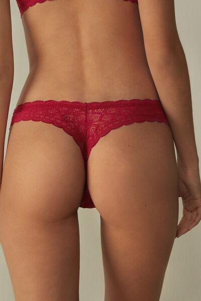 Red 80S-Style Lace Brazilian Briefs, , large image number 3