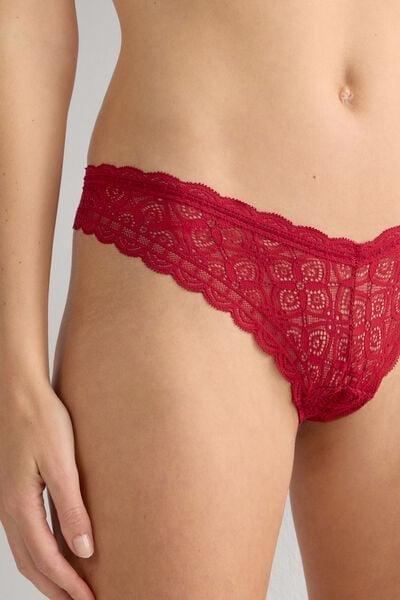 Red 80S-Style Lace Brazilian Briefs, Red, large image number 5