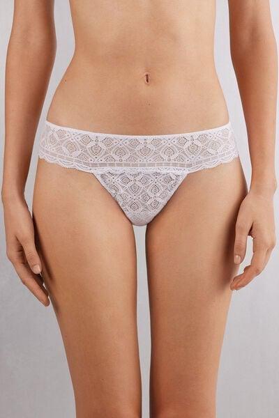 ثونج برازيلي من الدانتيل الأبيض ، للنساء, White, large image number 1