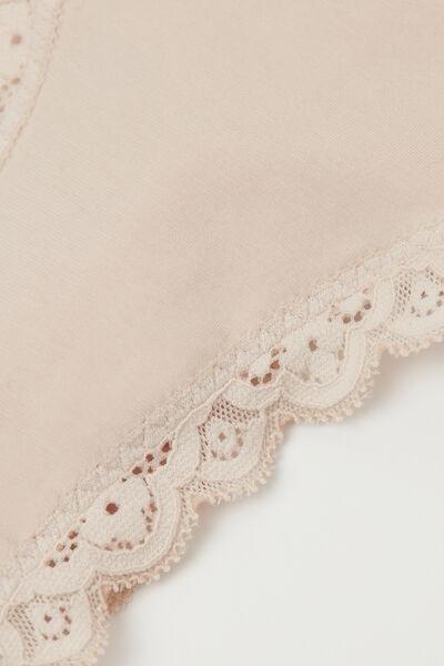 Cream Cotton And Lace Brazilian Briefs, , large image number 4