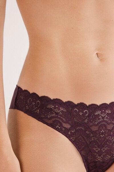 Burgundy Geometric Design Lace Brazilian Briefs, 5601_028K, large image number 5